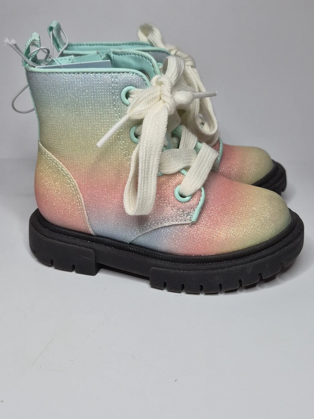 Cat & Jack Pastel Ombre Lace-Up Boots in Mint and Pink